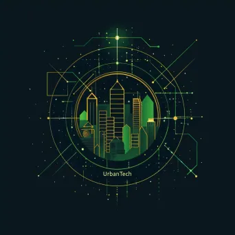 Elegant and sophisticated logo with a cityscape icon in green and gold - Image 4