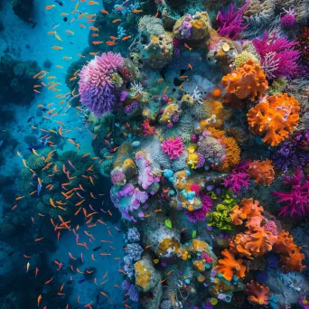 Vibrant coral reef teeming with colorful fish and underwater flora - Image 1