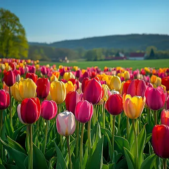 Colorful Tulip Field in Spring