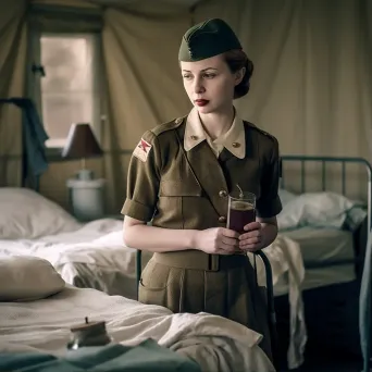 Vintage portrait of a wartime nurse in field hospital - Image 1