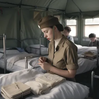 Vintage portrait of a wartime nurse in field hospital - Image 2