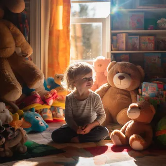 Toddler reading in a colorful reading nook - Image 3