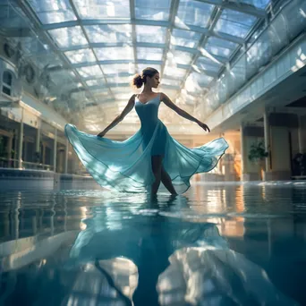 Graceful woman performing water ballet in an elegant pool - Image 2