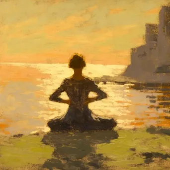 Woman Practicing Yoga on Beach in Morning Light - Image Generated - Image 4