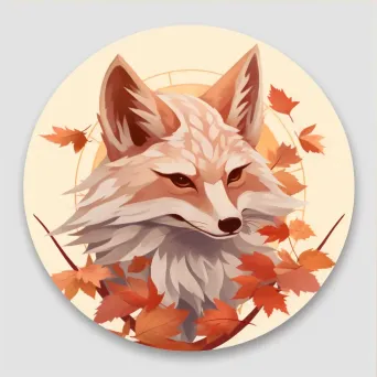 Low-poly depiction of a mythical Kitsune fox spirit in autumn tones - Image 3