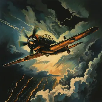 Image of pilot navigating stormy skies with lightning - Image 3