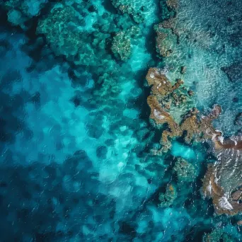 Ocean coral reefs and clear blue water seen from airplane - Image 4