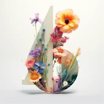 Flower-filled word created in vibrant low poly style - Image 1