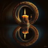 Image of a burning candle surrounded by mirrors reflecting light infinitely. - Image 3