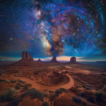 Long exposure photo of star trails over a desert landscape - Image 4