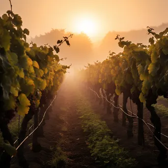 Vineyard landscape in morning mist - Image 2