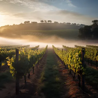 Vineyard landscape in morning mist - Image 3