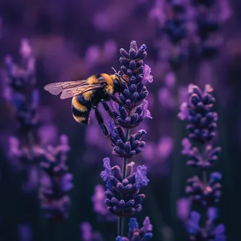 Close-up of bumblebee on a lavender flower. - Image 2