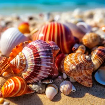 Assorted colorful seashells on sandy beach - Image 3