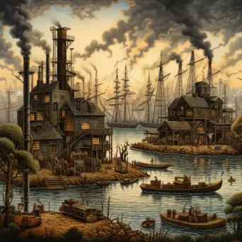 Dystopian landscape with oil derricks and refineries - Image 4