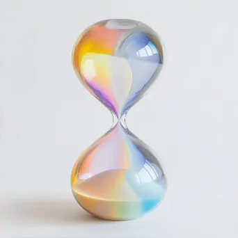 Minimalistic magical hourglass with rainbow hues represented in the sands - Image 2