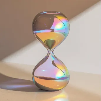 Minimalistic magical hourglass with rainbow hues represented in the sands - Image 3