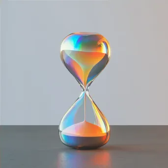 Minimalistic magical hourglass with rainbow hues represented in the sands - Image 4