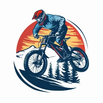 Extreme sports brand logo with mountain biker in jump - Image 3