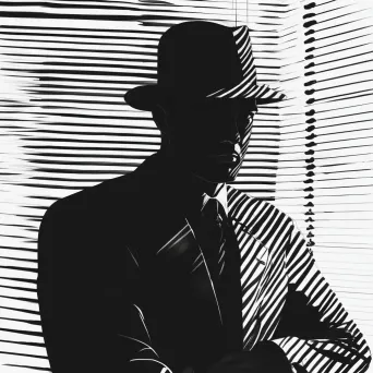 Line art drawing of a classic film noir detective in his office - Image 4