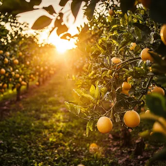 Citrus Orchard at Sunset