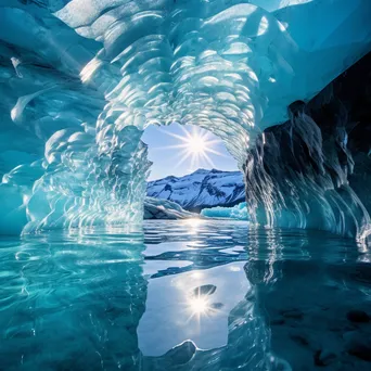 Ethereal blue ice corridor within a glacier with smooth passages - Image 2