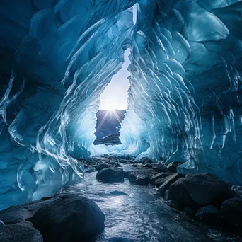 Ethereal blue ice corridor within a glacier with smooth passages - Image 3