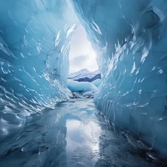 Ethereal blue ice corridor within a glacier with smooth passages - Image 4