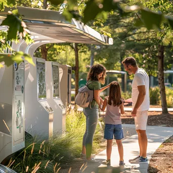 Family interacting with installations in a smart public park - Image 4