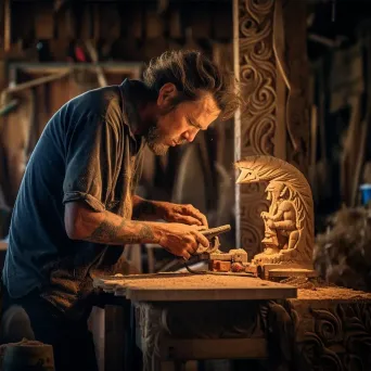 Woodworker in workshop - Image 4