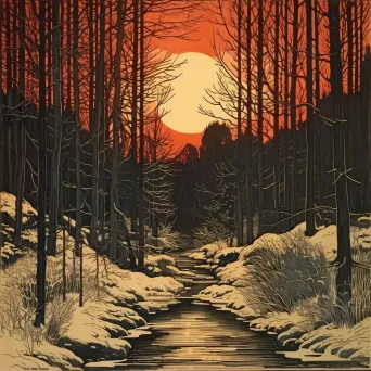 Winter Forest Sunset