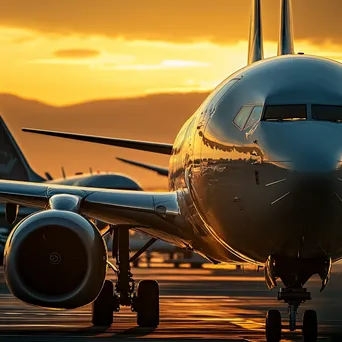 Airplanes on Tarmac at Golden Hour