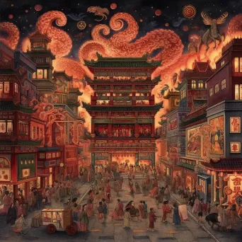 Chinese New Year celebration with dragon dances and red lanterns - Image 1