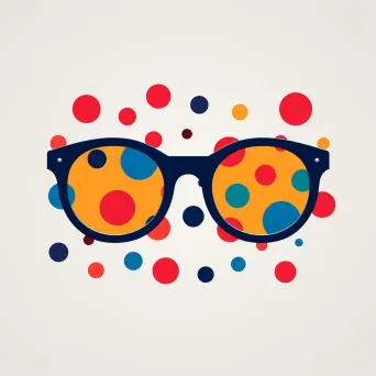 Logo with stylized glasses in red and blue colors - Image 1