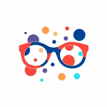 Logo with stylized glasses in red and blue colors - Image 3