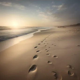 Serene beach with fading footprints in the sand - Image 3