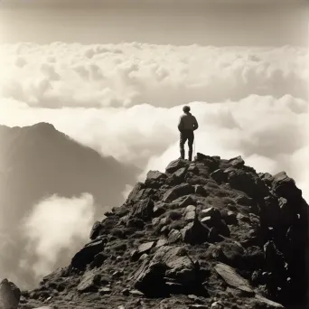 Person at mountaintop gazing at horizon after climb - Image 3