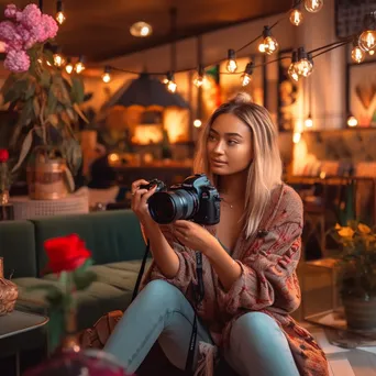 Influencer at Trendy Café