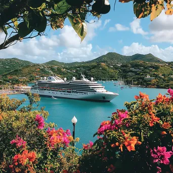 Luxury cruise ship at picturesque harbor. - Image 2