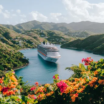 Luxury cruise ship at picturesque harbor. - Image 3