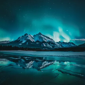 Aurora borealis over snowy mountain peak - Image 3