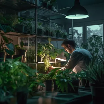 Researcher examining plant samples in a bioengineering lab. - Image 2