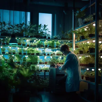 Researcher examining plant samples in a bioengineering lab. - Image 4