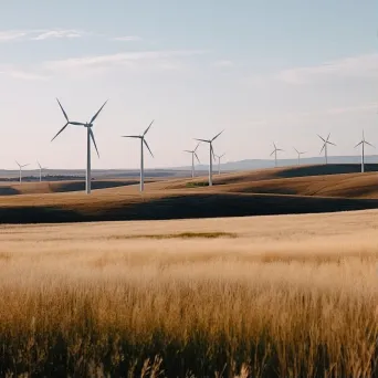 Wind turbines in serene landscape representing clean energy concept - Image 1