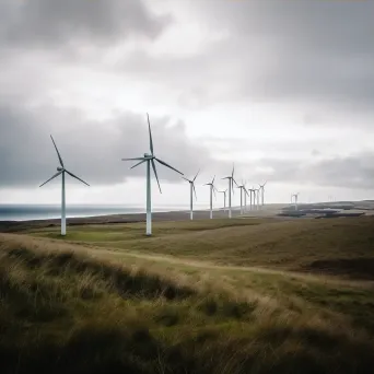 Wind turbines in serene landscape representing clean energy concept - Image 3