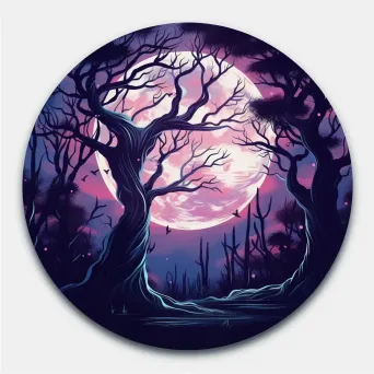 Mystic Forest Logo - Silhouette of enchanted trees under the moonlight - Image 2