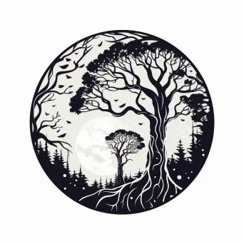 Mystic Forest Logo - Silhouette of enchanted trees under the moonlight - Image 4