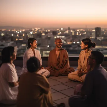 Rooftop Group Meditation at Twilight