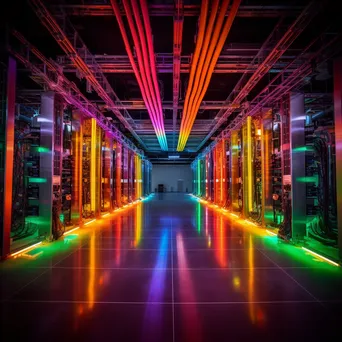 Aerial view of a cloud storage facility with fiber optic cables and organized racks. - Image 4