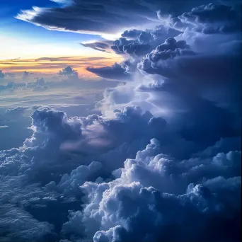 Dramatic thunderstorm clouds seen from airplane in aerial shot - Image 1